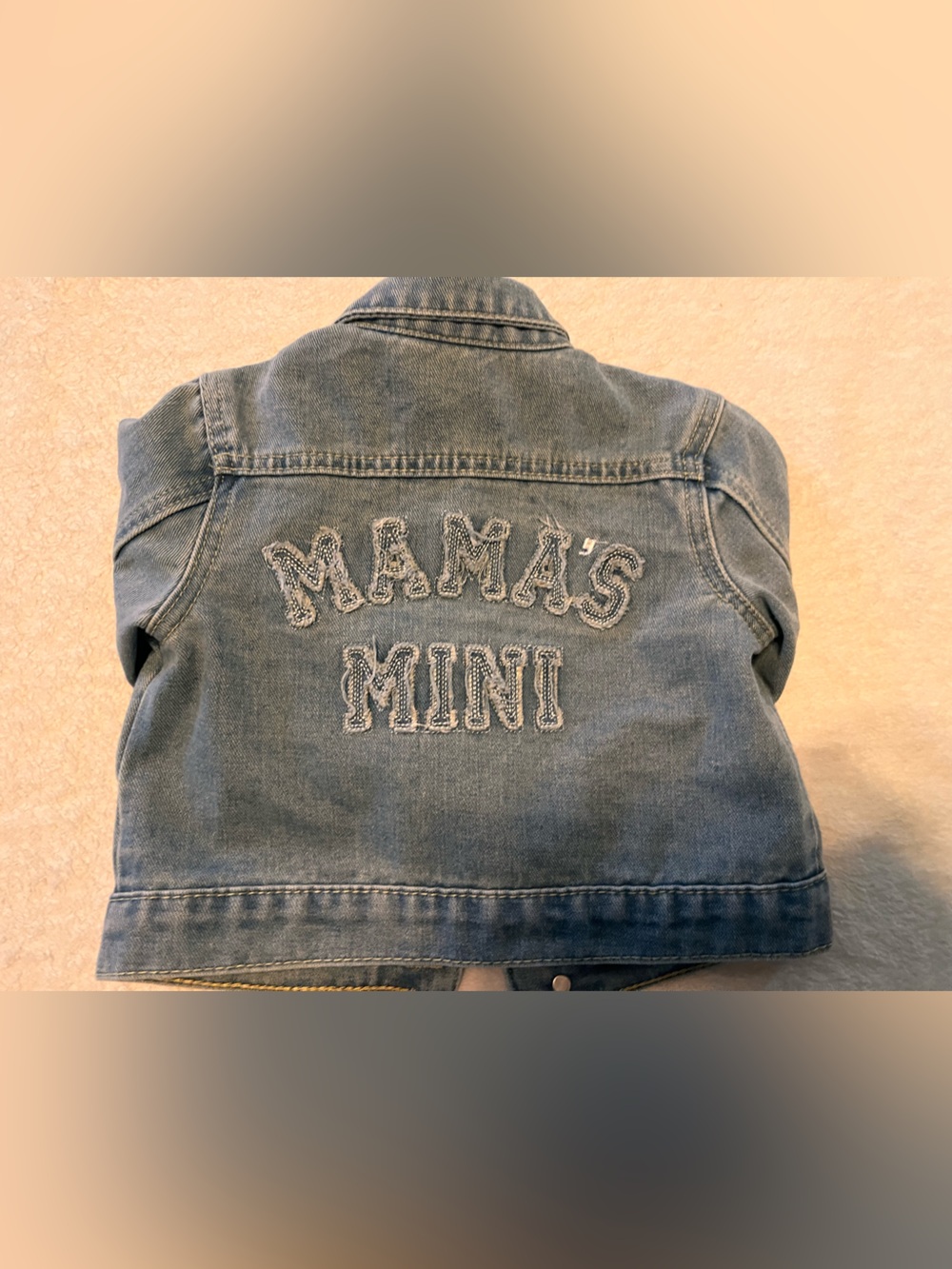 Light Blue Denim Jacket with 'MAMA'S MINI' Embroidered Back - Men's - Picture 1 of 2